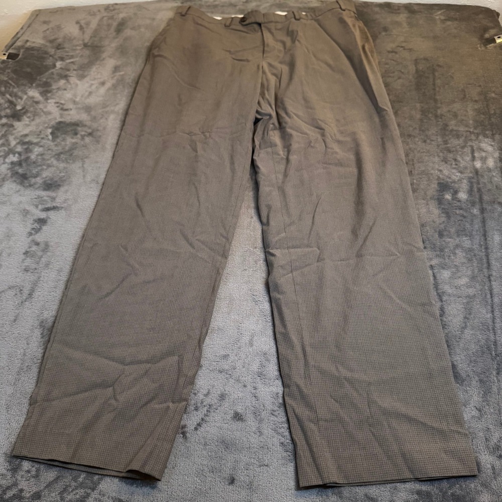 Ralph Ralph Lauren Dress Pants Mens 36x31" Gray/Brown Micro Check Stretch